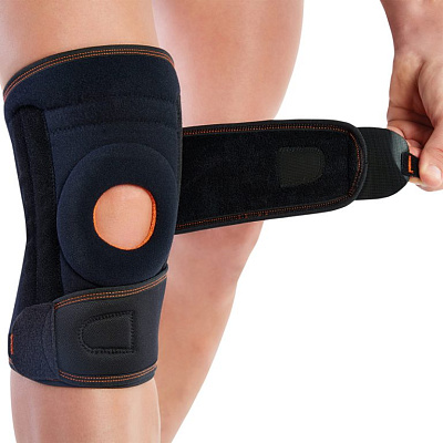 картинка Бандаж на коленный сустав с пружинными ребрами жесткости универсальный арт.7119 UNI черный от интернет магазина Ортимед