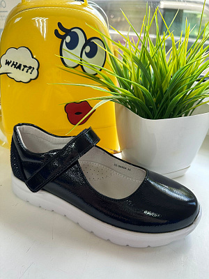 картинка Туфли школьные для девочки из эластичной экокожи на ремешке INDIGO KIDS от магазина Ортимед