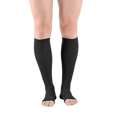 картинка Компрессионные чулки арт.2С113 до колена с открытым мысом черные от интернет-магазина Ортимед